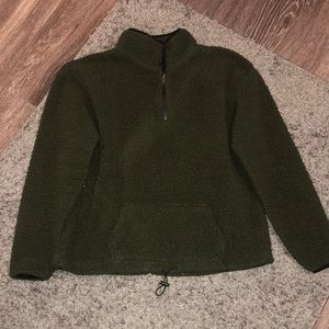 Army/Olive green faux fur Sherpa 1/4 zip size XXL